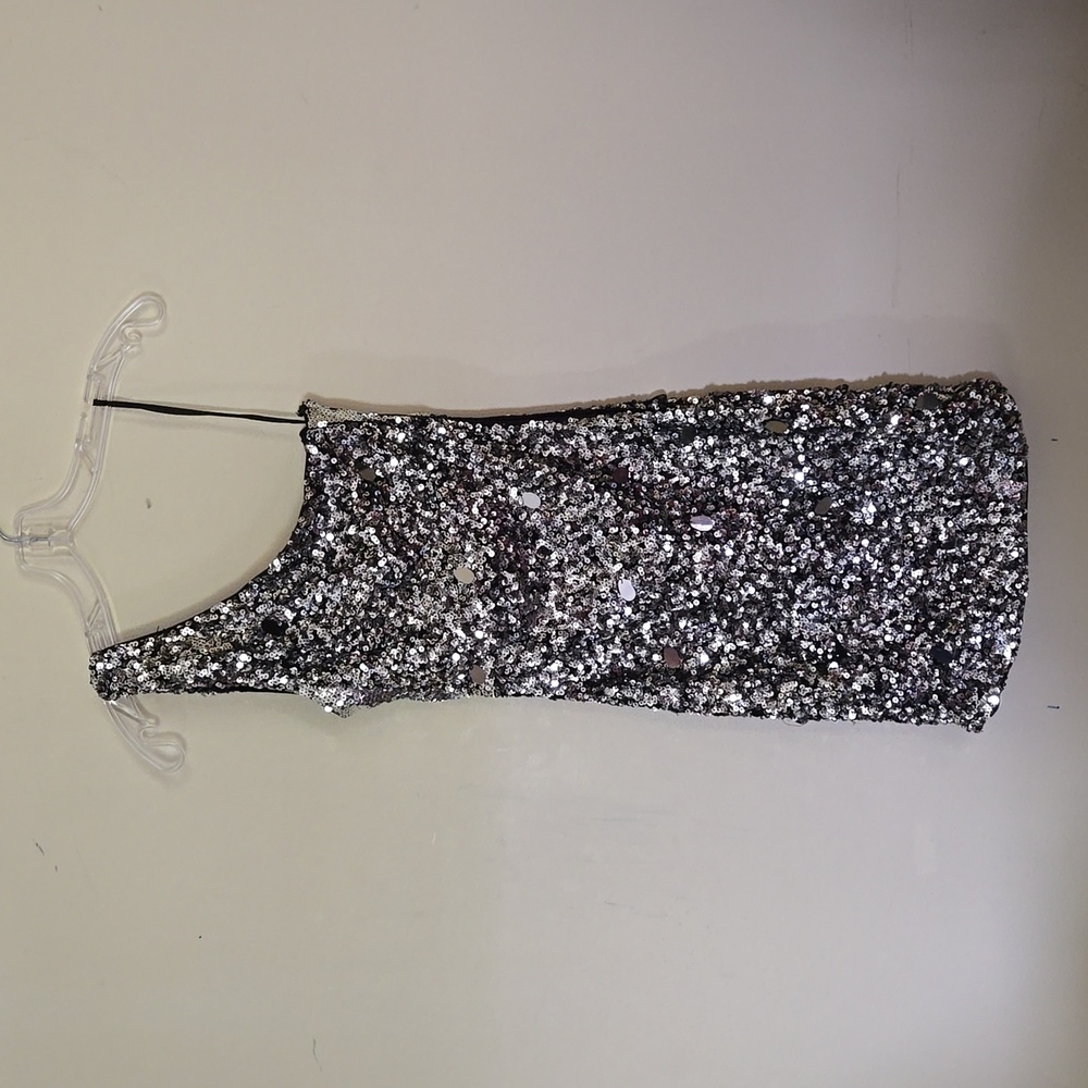 H&M One Shoulder Sequin Dress - Silver and Black
